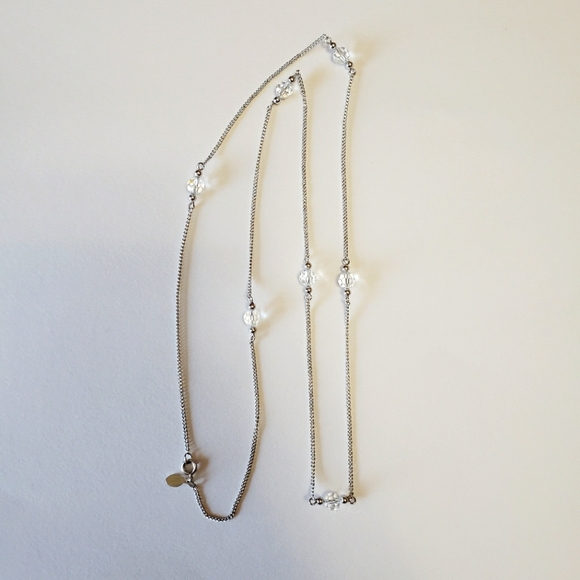 Avon Vintage Crystal Bead Station Necklace 30" - Picture 1 of 5